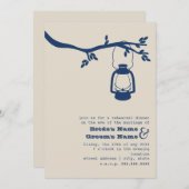 Blauw buitenshuis / Camping Rehearsal Dinner Invit Kaart (Voorkant / Achterkant)