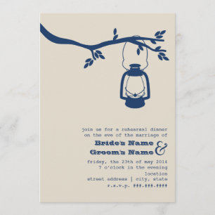 Blauw buitenshuis / Camping Rehearsal Dinner Invit Kaart