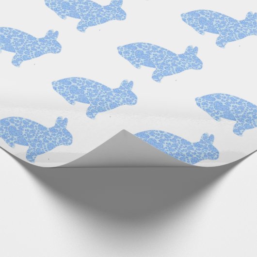Blauw bunny Wrapping Paper Cadeaupapier (Hoek)