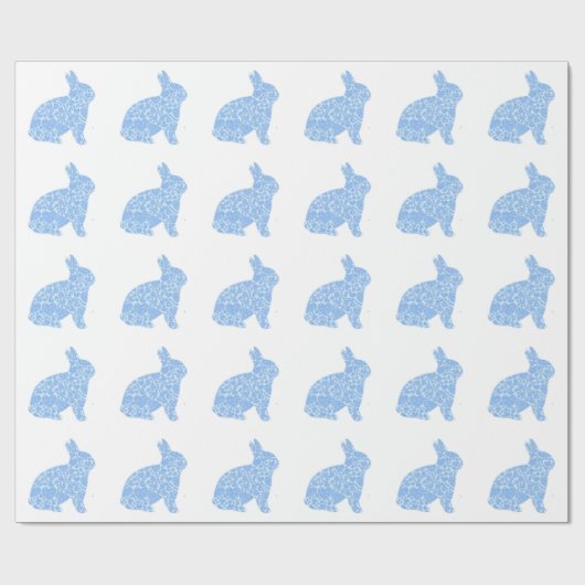 Blauw bunny Wrapping Paper Cadeaupapier (Vlak)