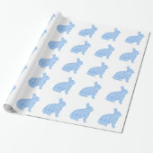 Blauw bunny Wrapping Paper Cadeaupapier (Uitgerold)