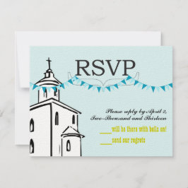 Blauw Bunting Christelijk Cross op Steeple Chape R RSVP Kaartje