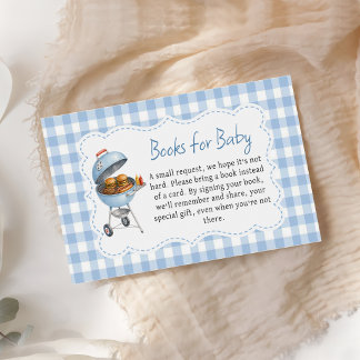 Blauw Burger BBQ Baby Shower Boeken Voor Baby Informatiekaartje