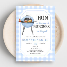 Blauw Burger BBQ Baby Shower Kaart