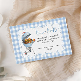 Blauw Burger BBQ Baby Shower Luier Raffle Informatiekaartje