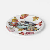 blauw busherfst laat pompoenen papieren bordje (Gekanteld)