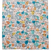 blauw bustontwerp douchegordijn (Voorkant)