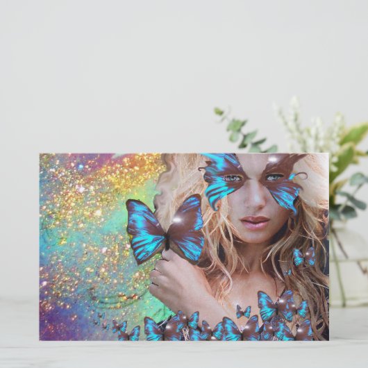 BLAUW BUTTERFLY SWEET SIXTEEN ARTIJ BRIEFPAPIER (Staand voorkant)