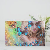 BLAUW BUTTERFLY SWEET SIXTEEN ARTIJ BRIEFPAPIER (Staand voorkant)