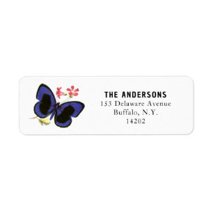 blauw Butterfly Victoriaans Fine Art-adres Etiket