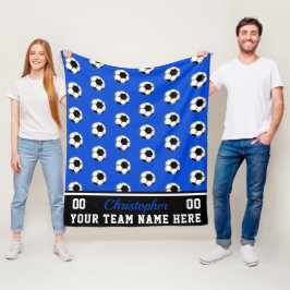Blauw | BW Voetbal Naam | Nummer | team Fleece Deken
