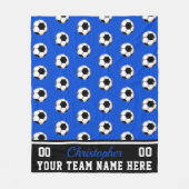 Blauw | BW Voetbal Naam | Nummer | team Fleece Deken (Voorkant)