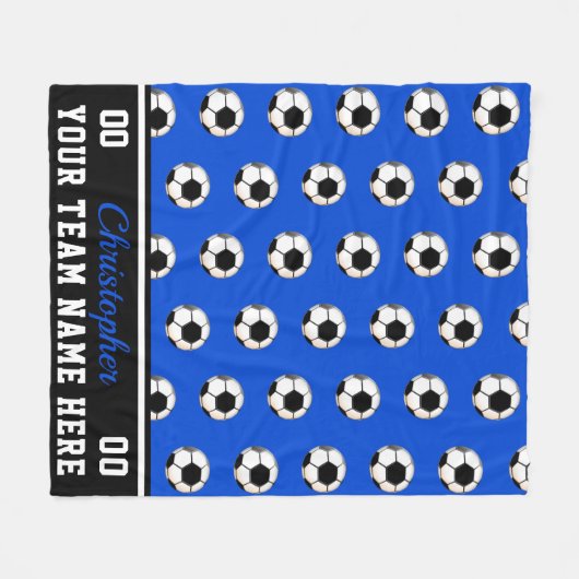 Blauw | BW Voetbal Naam | Nummer | team Fleece Deken (Voorkant (Horizontaal))