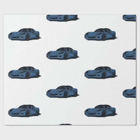 Blauw C6 Corvette inpakpapier (Vlak)