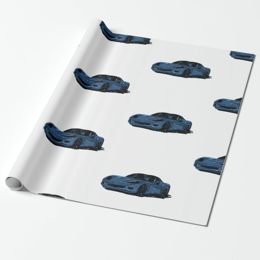 Blauw C6 Corvette inpakpapier (Uitgerold)
