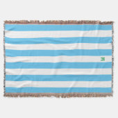 Blauw Cabana Stripe en gepersonaliseerd groen mono Deken (Voorkant)