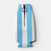 Blauw Cabana Stripe en gepersonaliseerd groen mono Flesjeskoeler (Achterkant)