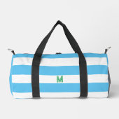 Blauw Cabana Stripe en gepersonaliseerd groen mono Plunjezak (Voorkant)