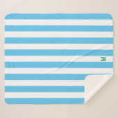 Blauw Cabana Stripe en gepersonaliseerd groen mono Sherpa Deken (Voorkant (horizontaal))