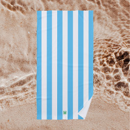 Blauw Cabana Stripe en gepersonaliseerd groen mono Strandlaken