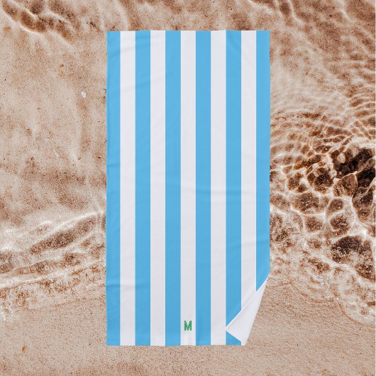 Blauw Cabana Stripe en gepersonaliseerd groen mono Strandlaken