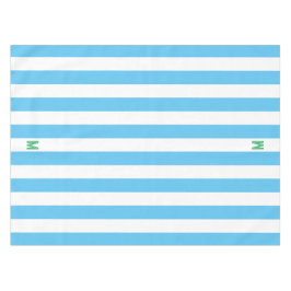 Blauw Cabana Stripe en gepersonaliseerd groen mono Tafelkleed