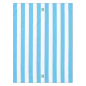 Blauw Cabana Stripe en gepersonaliseerd groen mono Tafelkleed (Voorkant)