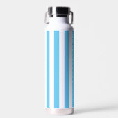Blauw Cabana Stripe en gepersonaliseerd groen mono Waterfles (Voorkant)
