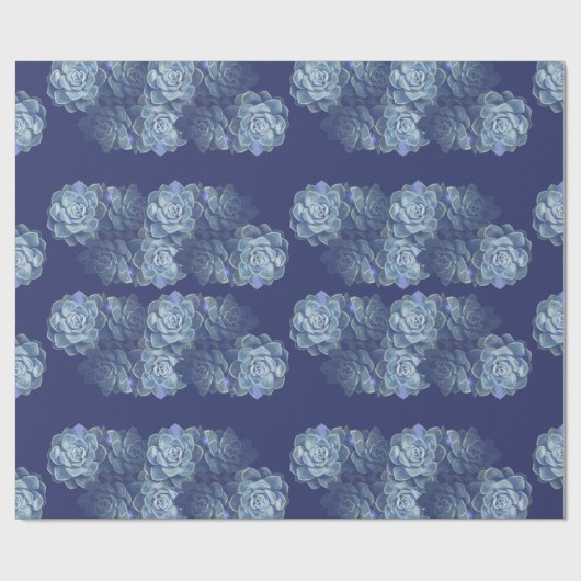 Blauw Cactus Gift Wrapping Paper Cadeaupapier (Vlak)