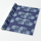Blauw Cactus Gift Wrapping Paper Cadeaupapier (Uitgerold)
