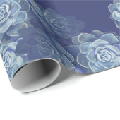 Blauw Cactus Gift Wrapping Paper Cadeaupapier (Rol Hoek)