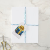 Blauw cadeau met gouden lint cadeaulabel (Met Touw)