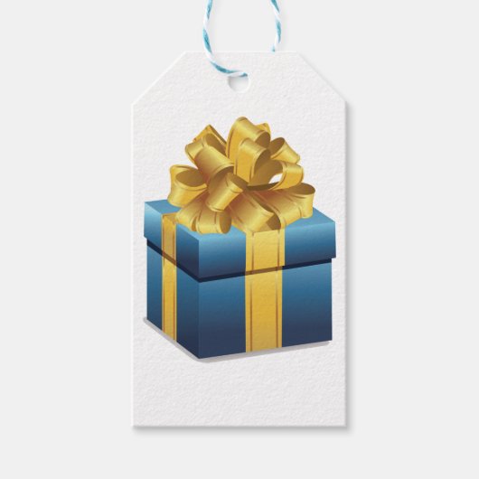 Blauw cadeau met gouden lint cadeaulabel (Voorkant)