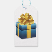 Blauw cadeau met gouden lint cadeaulabel (Achterkant)