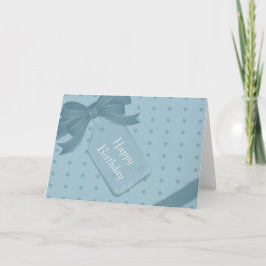 Blauw cadeau met linten kaart