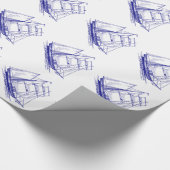 Blauw cadeau voor schepen met een zeeschip Verpakk Cadeaupapier (Hoek)