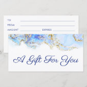 blauw cadeaubon voor marmering (Voorkant / Achterkant)