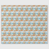 Blauw cadeaupapier voor peuter teddybeer (Vlak)