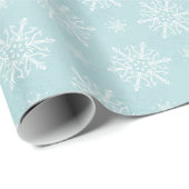 blauw cadeautje met kerstsnowschilfers cadeaupapier (Rol Hoek)