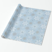 blauw cadeautje met witte kerstsnowschilfers cadeaupapier (Uitgerold)
