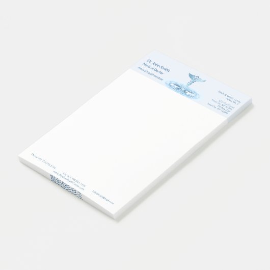 Blauw Caduceus Water Ripples Medical Hermes Rod Post-it® Notes (Schuin)