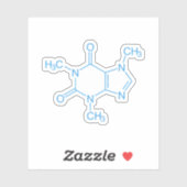 Blauw cafeïnemolecuul sticker (Vel)