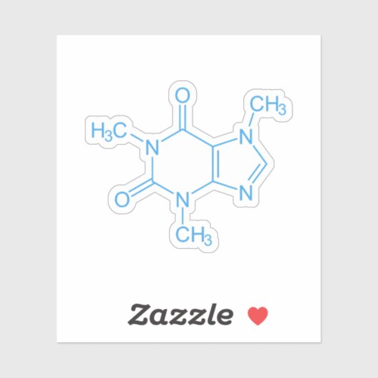 Blauw cafeïnemolecuul sticker (Vel)