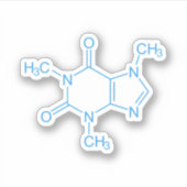 Blauw cafeïnemolecuul sticker (Voorkant)