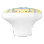 Blauw Calico Beer glimlachen op stoel Keramische Knop (Zijkant)