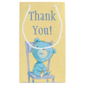 Blauw Calico Beer glimlachen op stoel Klein Cadeauzakje (Achterkant)