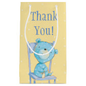 Blauw Calico Beer glimlachen op stoel Klein Cadeauzakje (Voorkant)