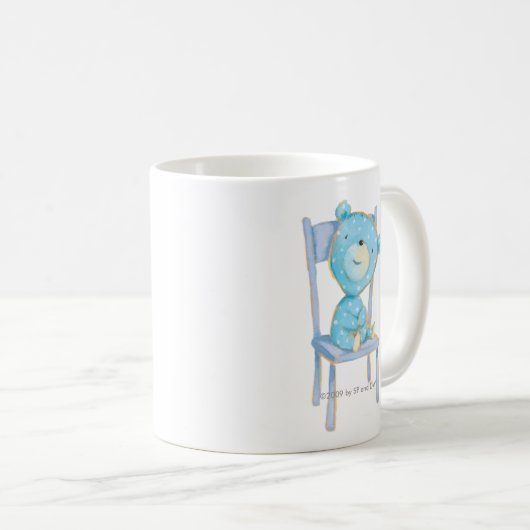 Blauw Calico Beer glimlachen op stoel Koffiemok (Voorkant rechts)