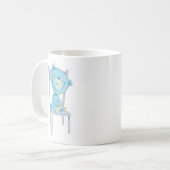 Blauw Calico Beer glimlachen op stoel Koffiemok (Voorkant links)