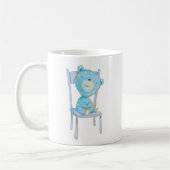 Blauw Calico Beer glimlachen op stoel Koffiemok (Links)